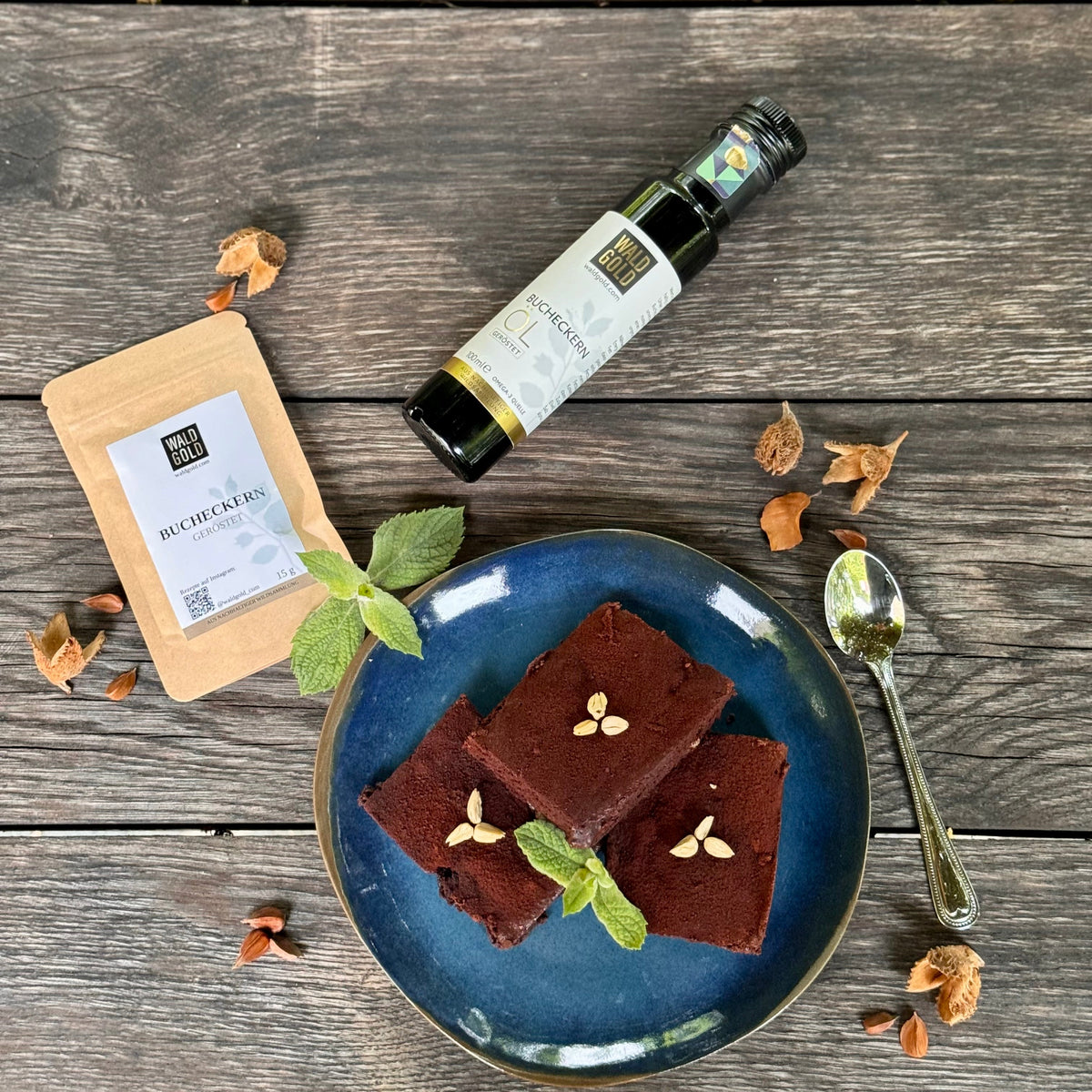 Bucheckern-Brownies mit Bucheckern und Bucheckernöl